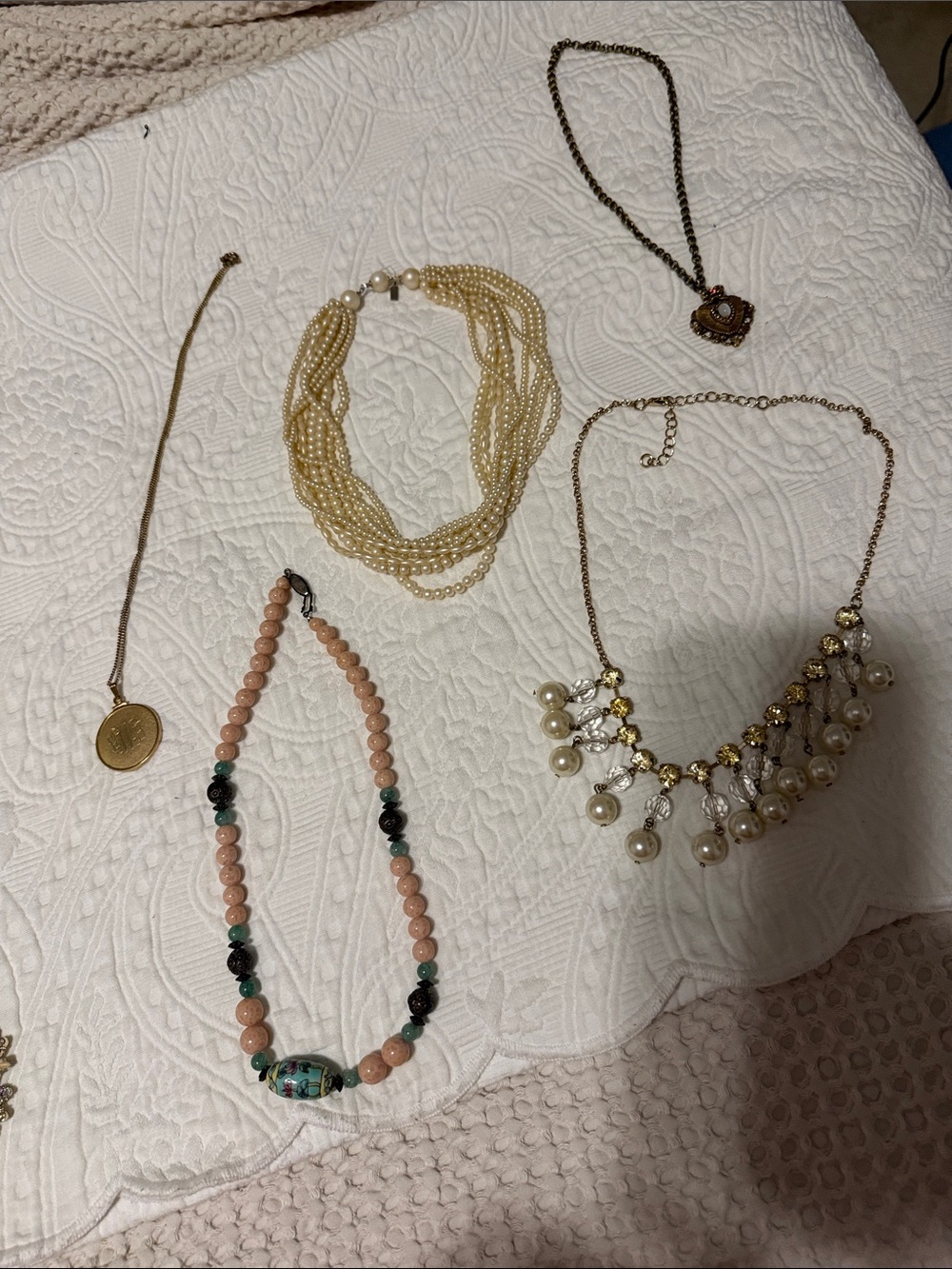 Pearl and Gold-Tone Statement Necklace - Cream/Gold